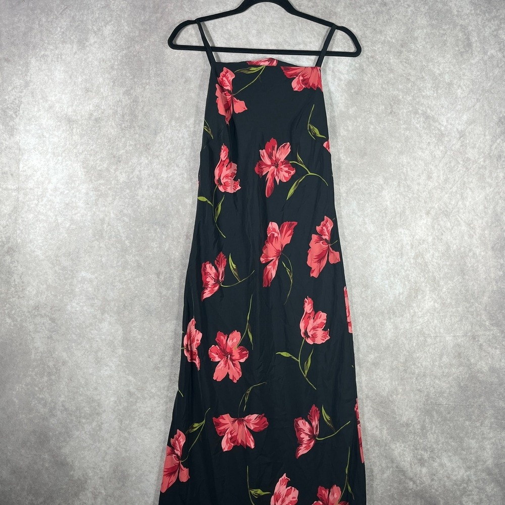 Vintage Expressions Maxi Dress Womens 10 Black‎ Red Floral Dark Romantic Fairy